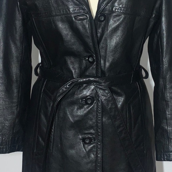 Vintage Wilsons Black Leather Blazer Jacket with belt Women’s M - Picture 9 of 12